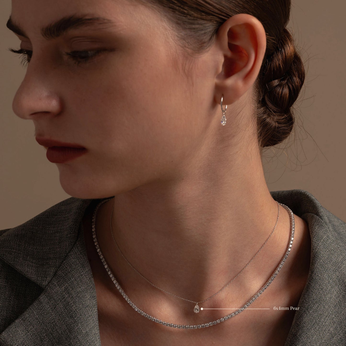 Pre-order: Pierced Solitaire Pear Diamond Necklace