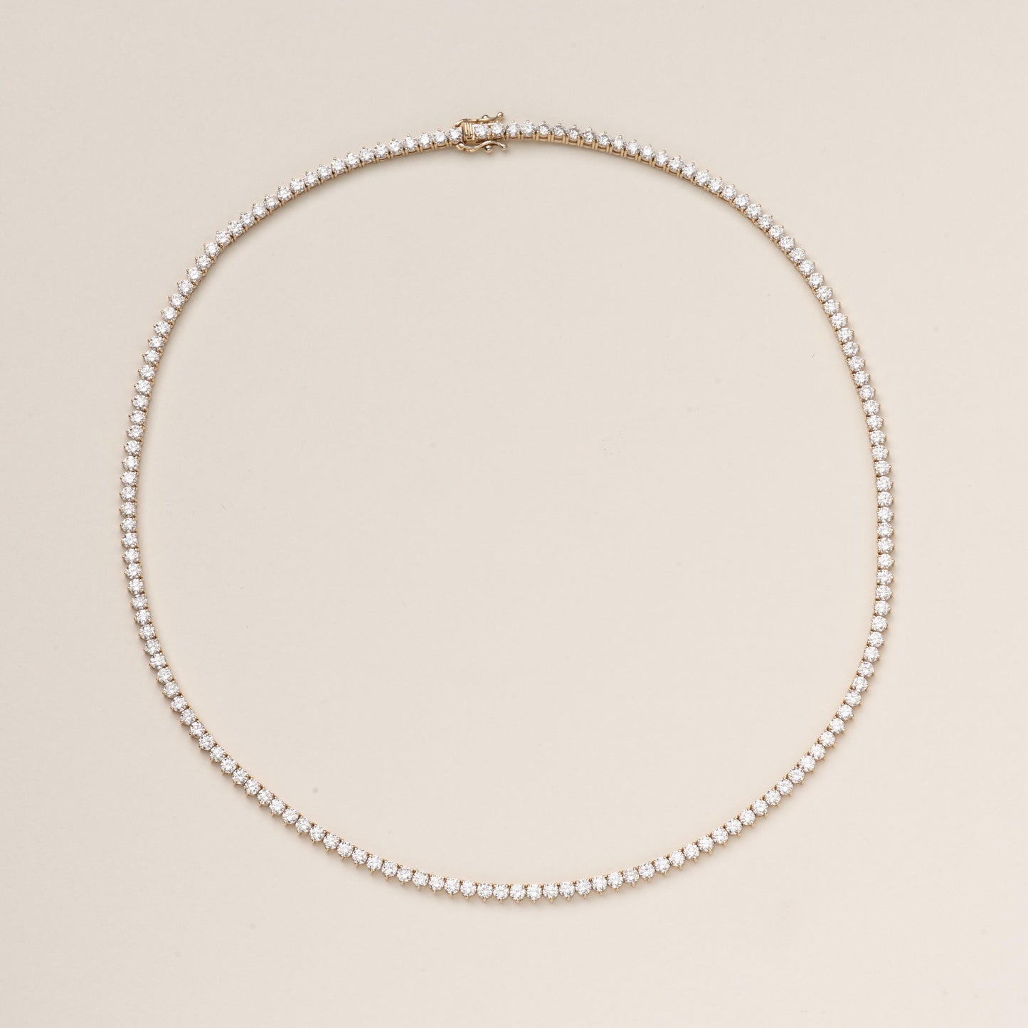 Pre-order: 14k Yellow Gold Three-Prong Diamond Tennis Necklace