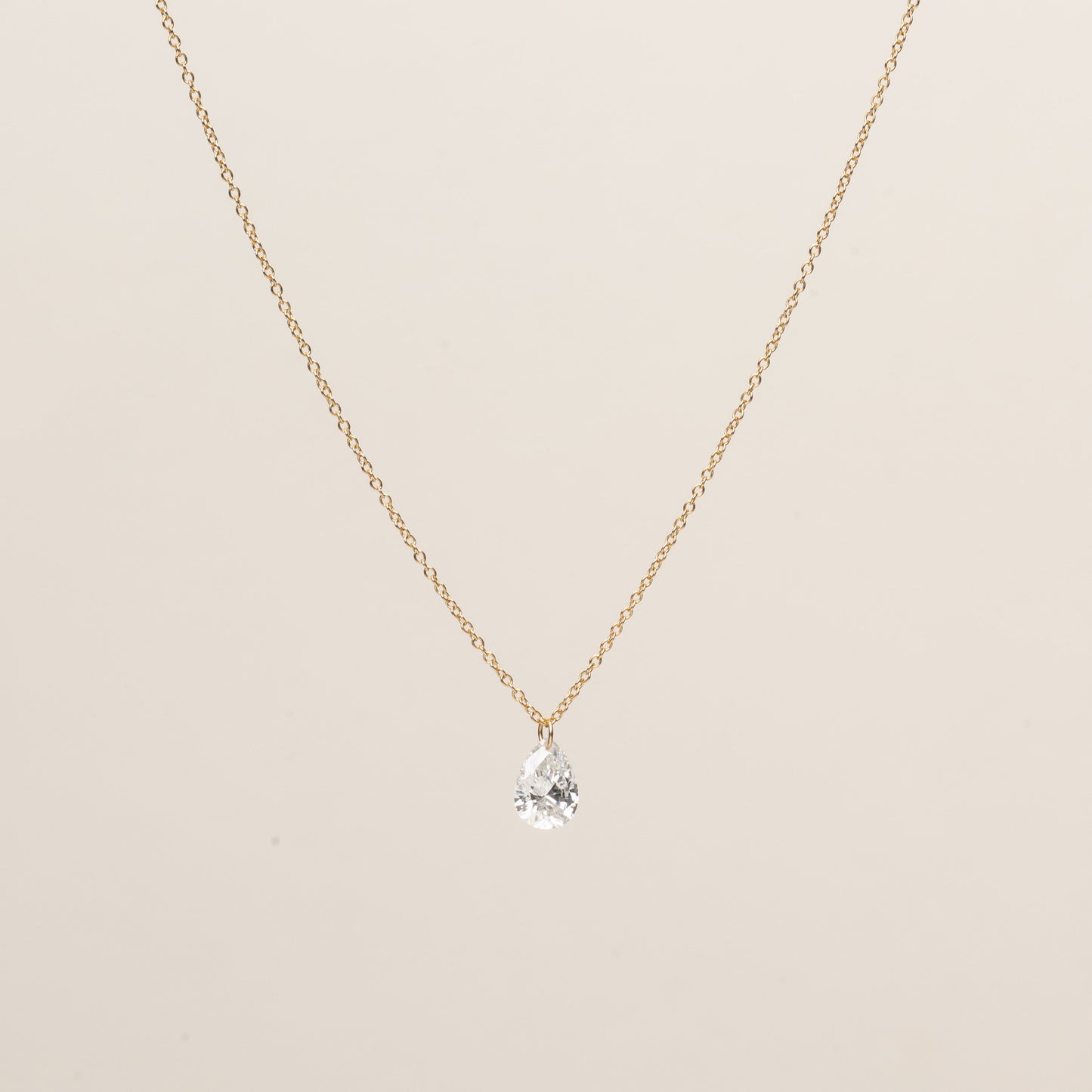 Pre-order: Pierced Solitaire Pear Diamond Necklace