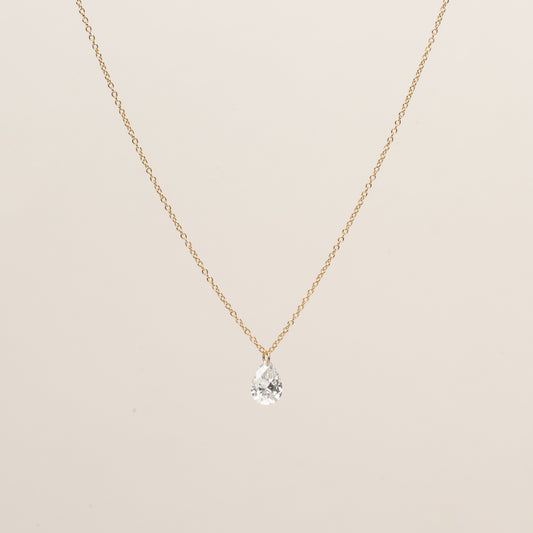 Pre-order: Pierced Solitaire Pear Diamond Necklace