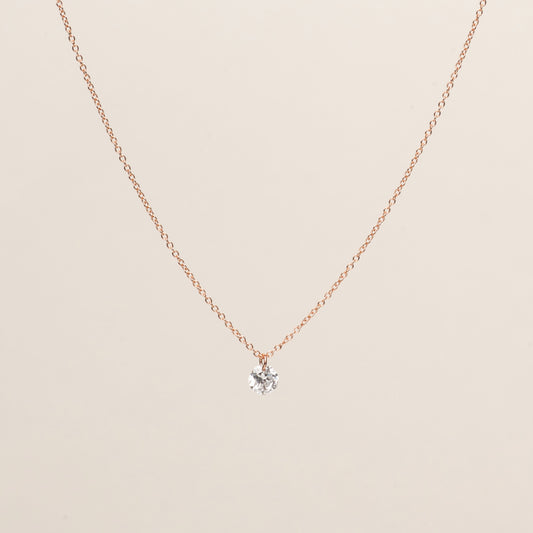 Pre-order: Pierced Solitaire Round Diamond Necklace
