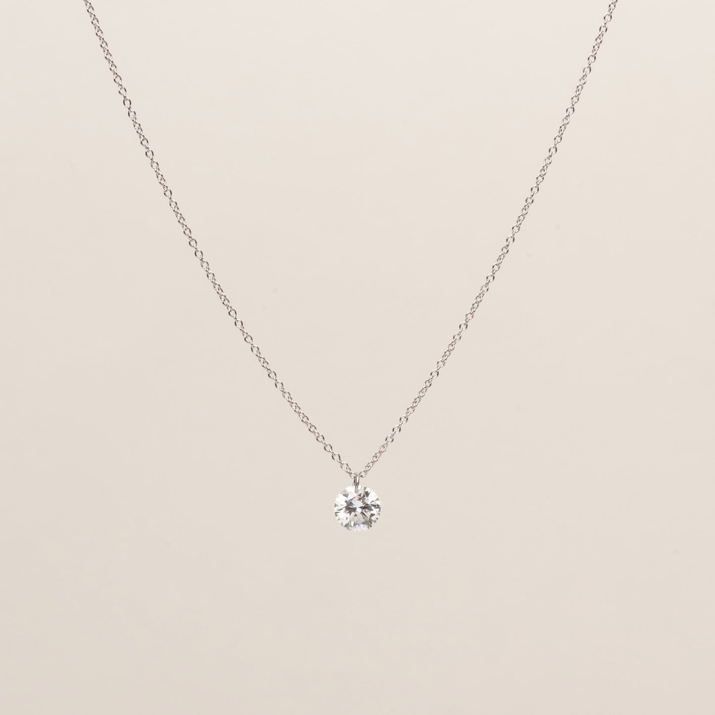 Pre-order: Pierced Solitaire Round Diamond Necklace