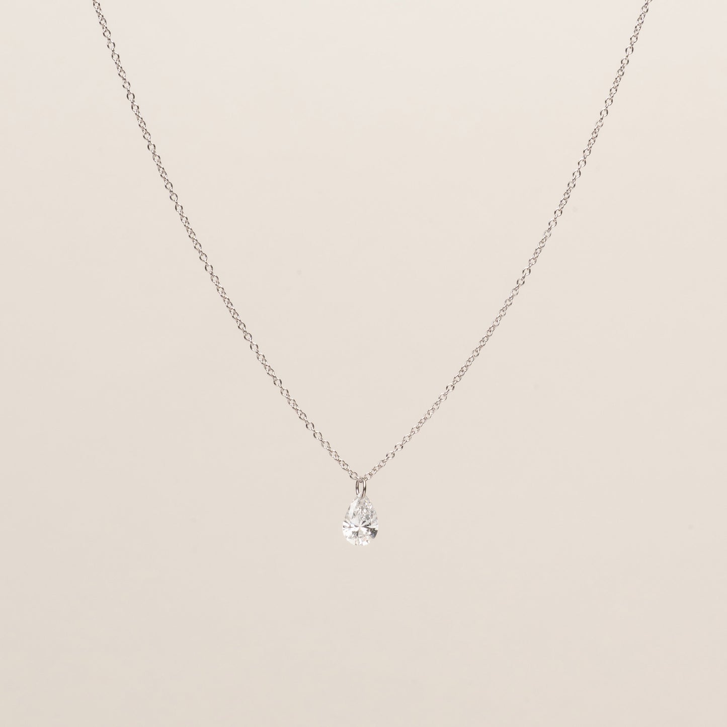 Pre-order: Pierced Solitaire Pear Diamond Necklace