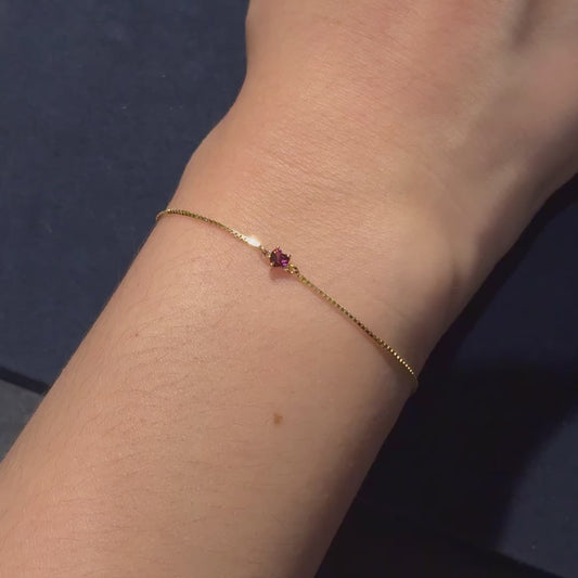 Flash Bracelet - Prong Rhodolite Heart Charm