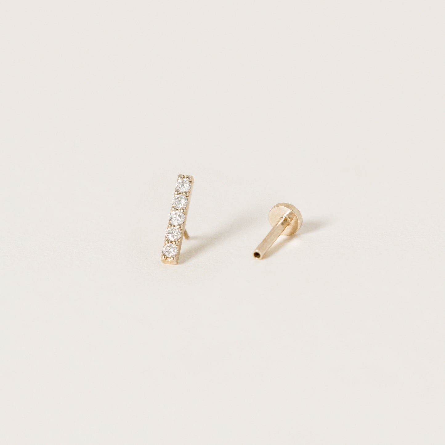 Long Diamond Bar Labret Ear Stud